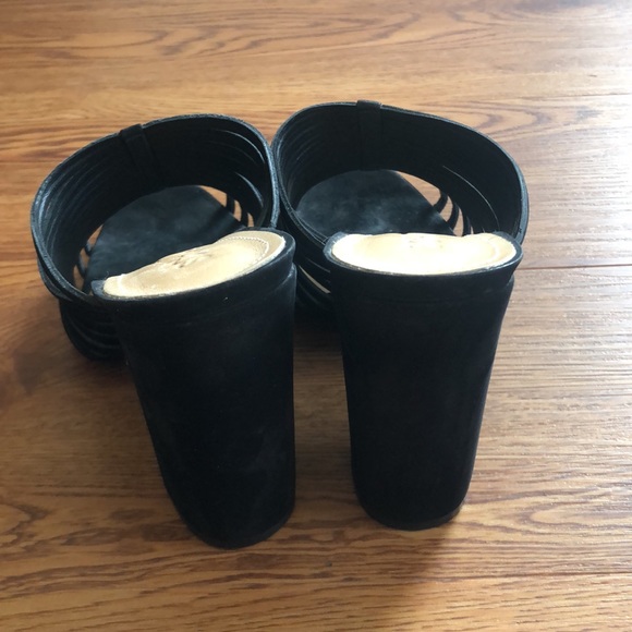 SCHUTZ  Veronika Black Suede Laura Strappy Cage Thick Heel Sandals - Picture 7 of 10